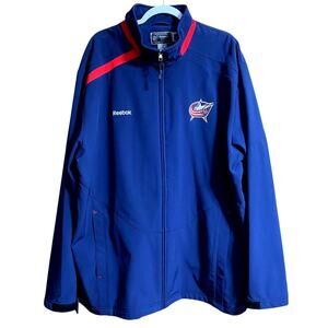 Reebok Columbus Blue Jackets Men's Zip Up Jacket 2XL Blue Red NHL Apparel Team
